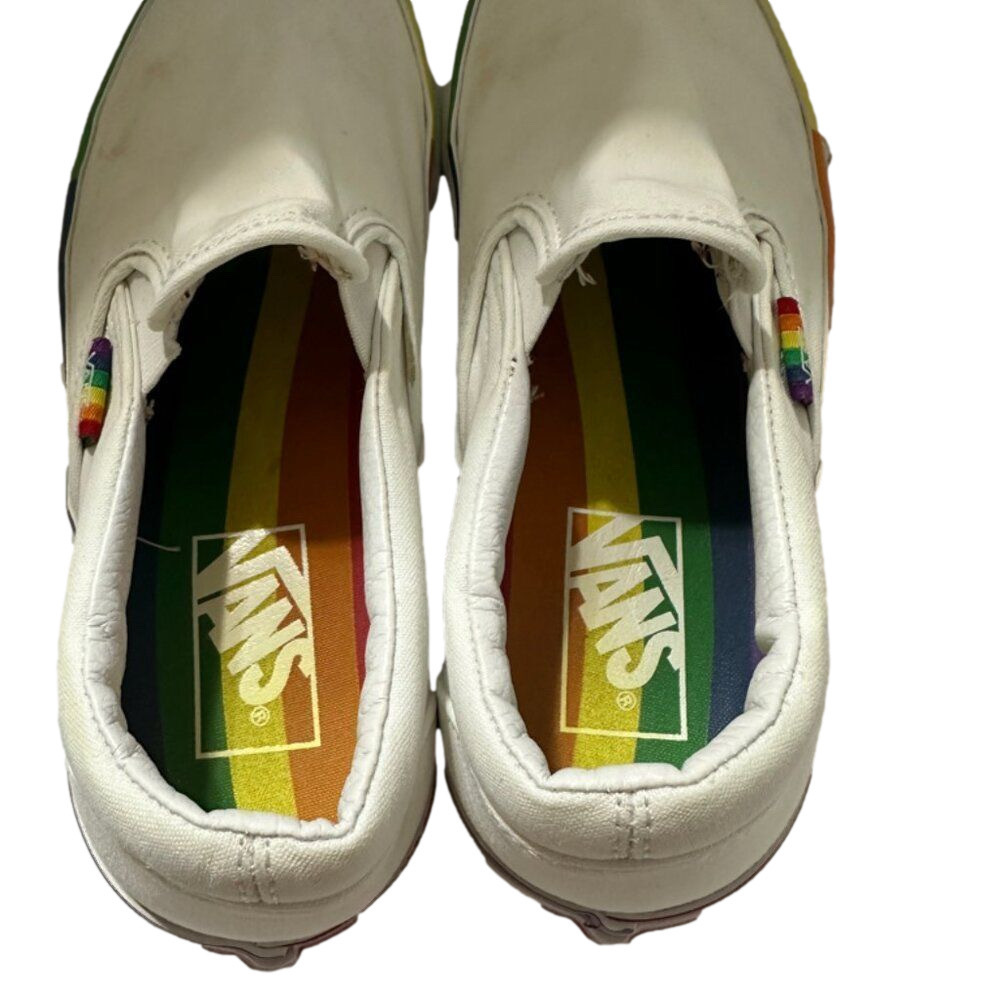 Vans Classic Slip On Size 6 Mems 7 Women Rainbow Foxing Pride White Rainbow